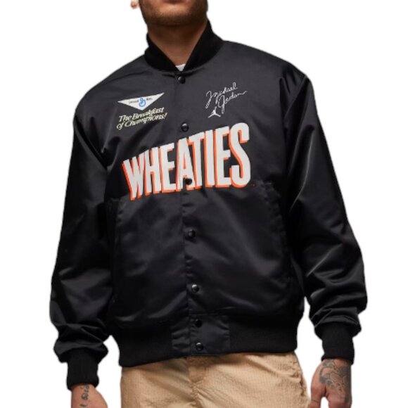 Jordan Flight MVP Varsity "Wheaties" Black Nike Jacket DV7578-010 Mens Large NEW - Picture 1 of 16